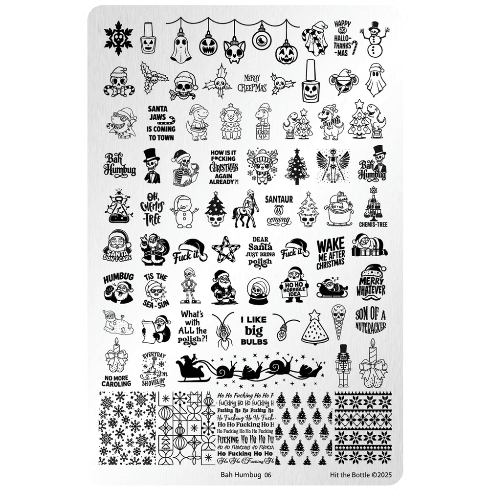 Stamping Plate by Hit the Bottle Polishes | Bah Humbug 06