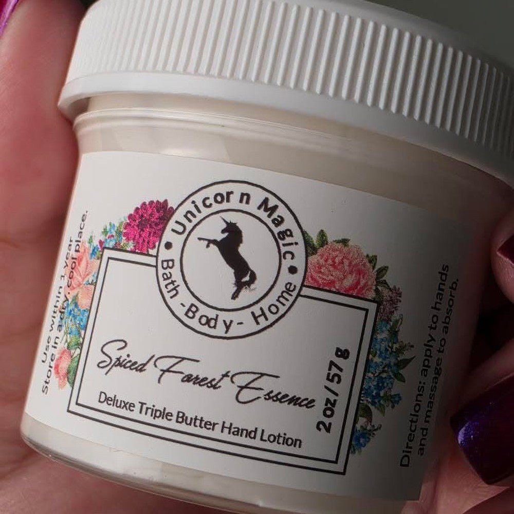 Unicorn Magic Skincare | Deluxe Triple Butter Hand Lotion scented in Spiced Forest Essence