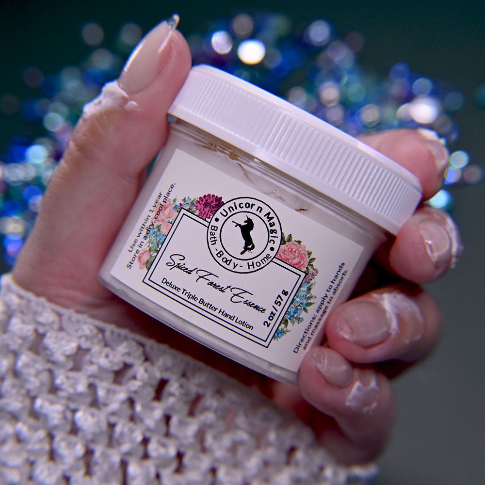 Unicorn Magic Skincare | Deluxe Triple Butter Hand Lotion scented in Spiced Forest Essence