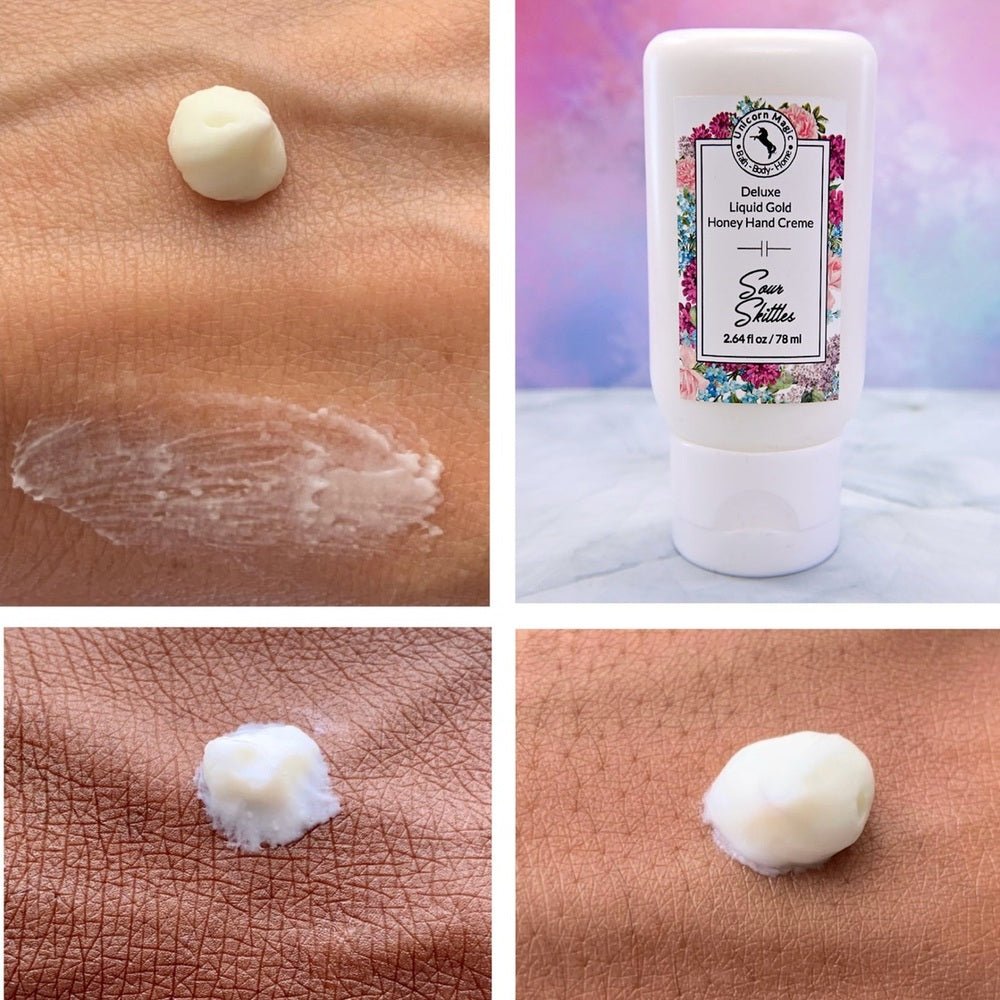 Unicorn Magic Skincare | Deluxe Liquid Gold Honey Handcreme scented in sour skittles