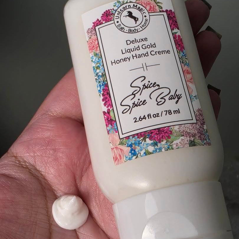 Unicorn Magic Skincare | Deluxe Liquid Gold Honey Handcreme scented in Spice, Spice Baby.